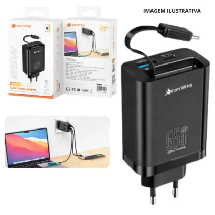Carregador Usb+Tpc+Cabo Tpc 65W Pei-281