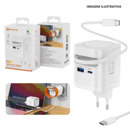 Carregador Relogio+Usb-A+C 65W Pei-282