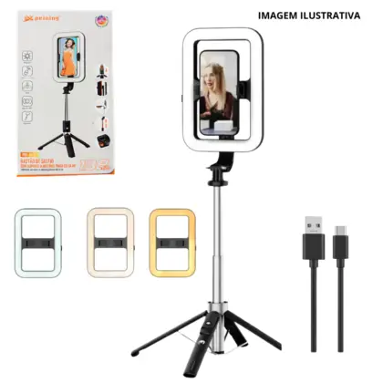 Bastão De Selfie C/Suporte E Led PEI-SK21