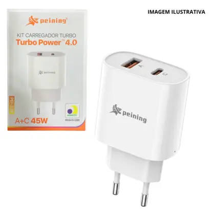 Fonte 45W USB-A+C PEI-329
