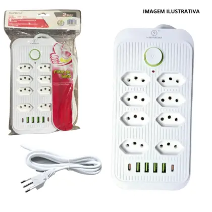 Filtro De Linha 2M C/6 Tomadas + 4 Usb E 2USB-C KA-7235