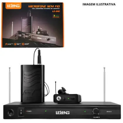Kit Microfone Duplo Lapela/Auricular S/Fio LE-910