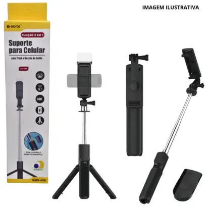 Suporte P/ Celular Tripé E Bastão De Selfie BMG-40B