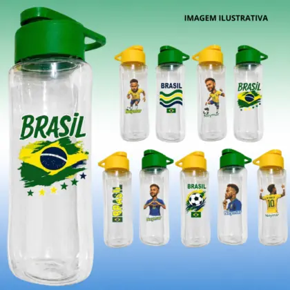 Garrafa Plástica Adesivo Brasil/Ney 650ml