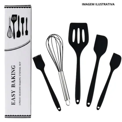 Kit De Colher Silicone 5 Piece Baking Props FFJ-036 DJ-05
