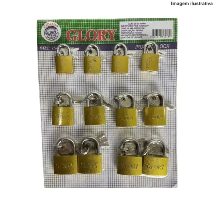 Cartela De Cadeado C/12 Und 25X32X38Mm