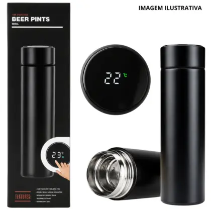 Garrafa Com Medidor De Temperatura Digital Led (Sem Logo) 500Ml Jyw-507