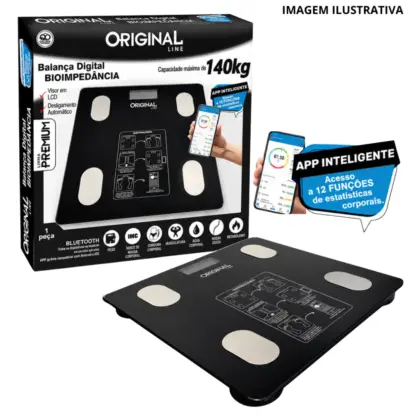 Balança Digital De Vidro Bioimpedancia 140Kg Sl0382D