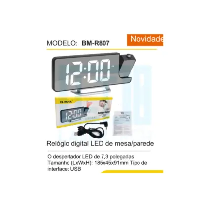 Relogio Digital Led Parede E Mesa Bm-R807 B-Max