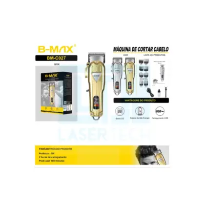 Maquina De Cortar Cabelo Profissional Bm-C027 B-Max