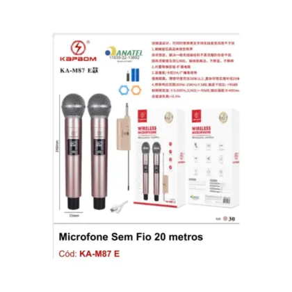 Microfone S/ Fio Duplo Ka-M87 Kapbom