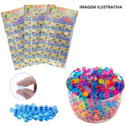 Cartela C/ 24 Saquinhos 2400 Bolinhas Gel Neon Dfxl-0713