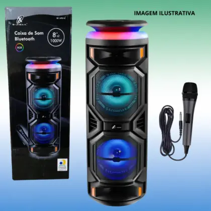 Caixa De Som Torre C/ Microfone Rgb Xc-Spk-14 100W