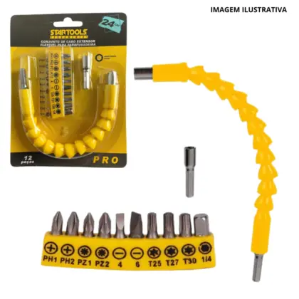 Conjunto Cabo Extensor Parafusadeira 12 Pçs Ar0435 Sr0435
