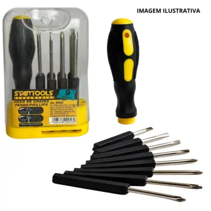 Kit Chaves Fenda/Phillips C/9 Pçs Ar0029 Sr0029