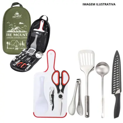 Kit 8 Pçs Utensilios De Cozinha P/ Acampamento Ka-6489