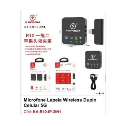 Microfone De Lapela Para Ios Ka-R10-Ip Kapbom