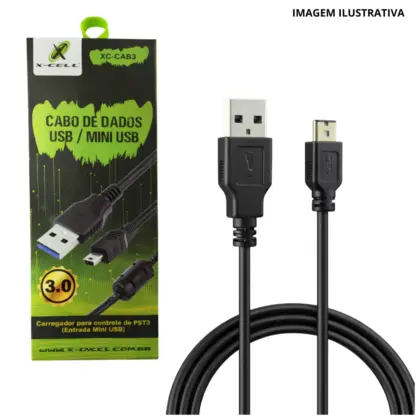 Cabo De Dados Mini Usb V3 P/ Ps3 Xc-Cab3 X-Cell