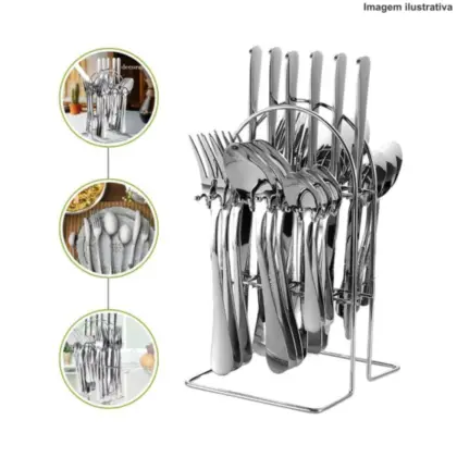 Kit Faqueiro Inox 24 Pçs Bm-F1075 B-Max