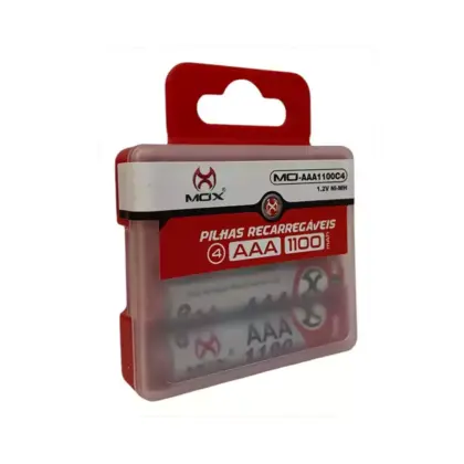 Kit 4 Pilhas Recarregáveis Aaa Mo-Aaa1100C4 Mox