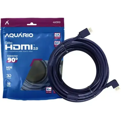 Cabo Hdmi 10M 2.0 4K 90° 19 Pinos 4K910