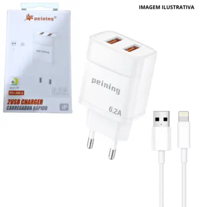 Carregador Dual Usb Ios Pei-285-Ip