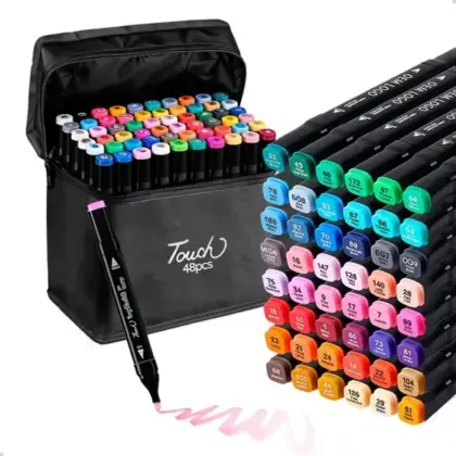 Kit Canetinhas Marcadoras C/ Ponta Dupla 48 Cores Mkb-48