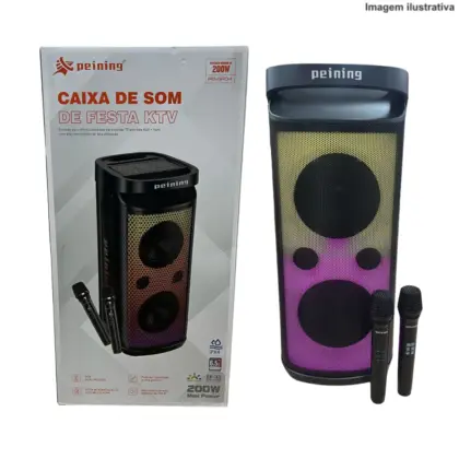 Caixa De Som Bluetooth C/ 2 Microfones Pei-Sp04