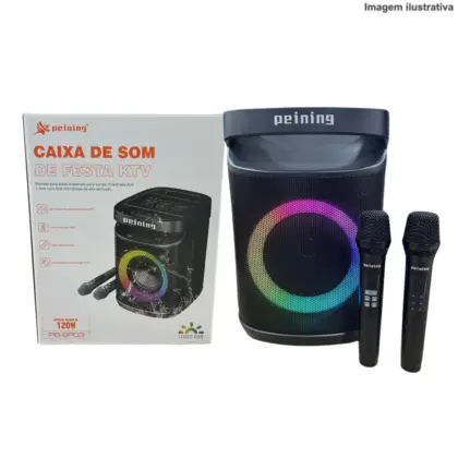 Caixa De Som 120W Bluetooth C/ 2 Microfones Pei-Sp03