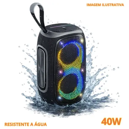 Caixa De Som Bluetooth 40w Led Rgb Pei-Sp06