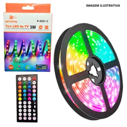 Fita Led De Tv 3 Mts Controle P-5051-3